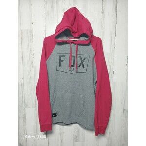 Fox Racing Men's XL Gray and Red Raglan Sleeve Hoodie with Fox Racing Logo's